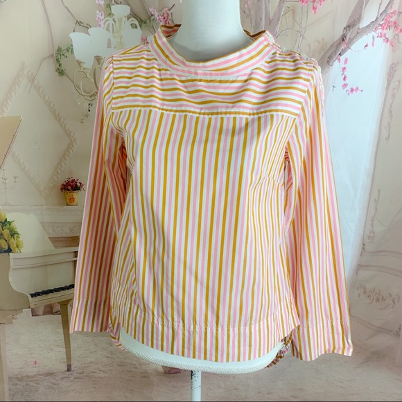 NEW J Crew Poplin Boatneck Candy Stripe Blouse - Picture 2 of 11